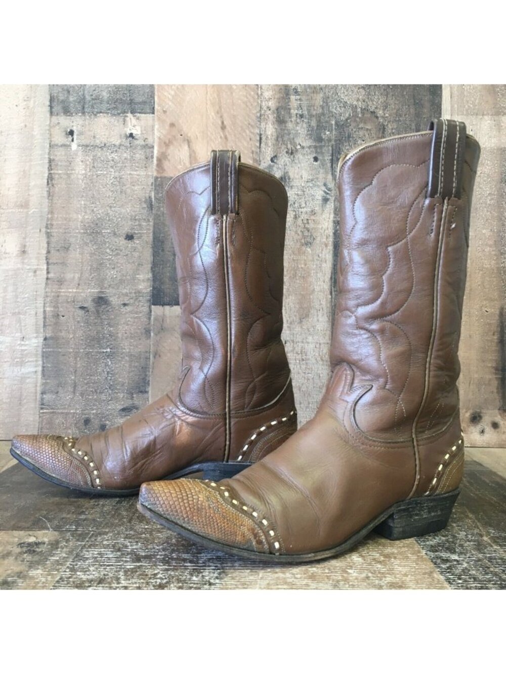 Tony Lama Vintage Gold Label Pointed Toe Wingtip Cowboy Boots Womens 5.5 B